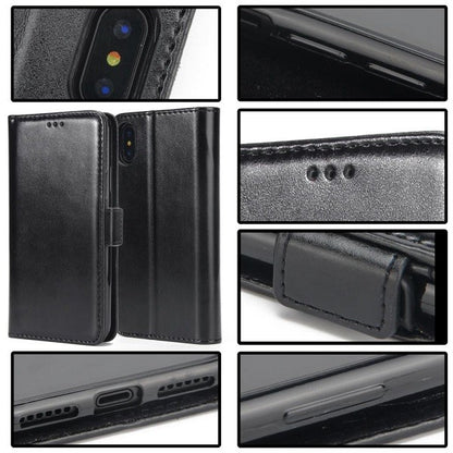 iPhone X Schwarz Book Leder Tasche