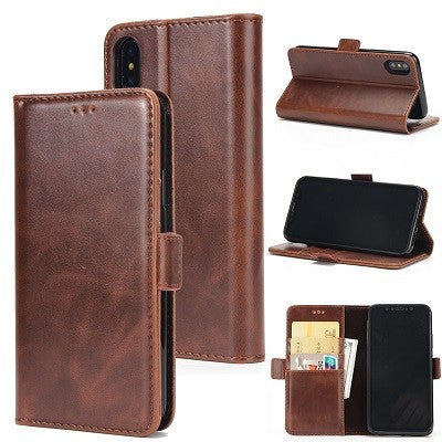 iPhone X Braun Book Leder Tasche