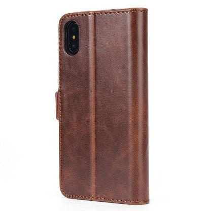 iPhone X Braun Book Leder Tasche