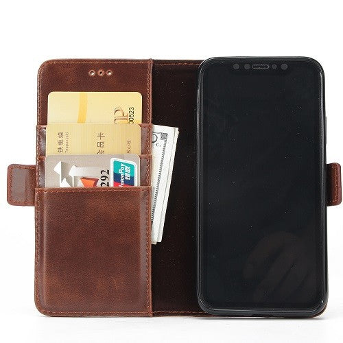 iPhone X Braun Book Leder Tasche