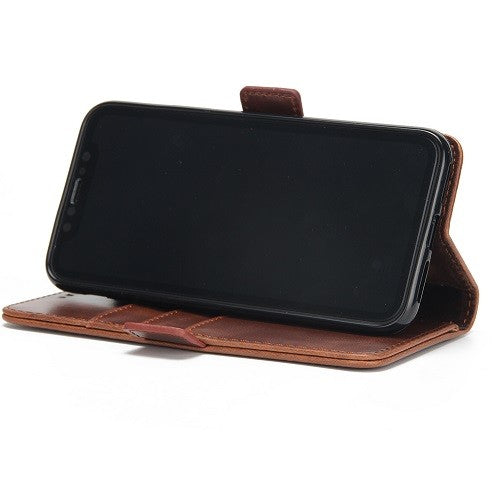iPhone X Braun Book Leder Tasche