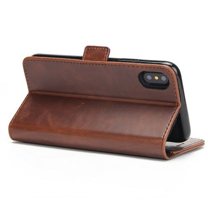 iPhone X Braun Book Leder Tasche