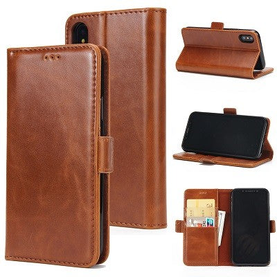 iPhone X Hell Braun Book Leder Tasche