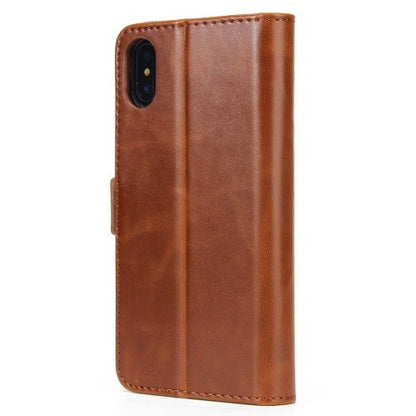 iPhone X Hell Braun Book Leder Tasche