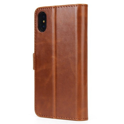 iPhone X Hell Braun Book Leder Tasche