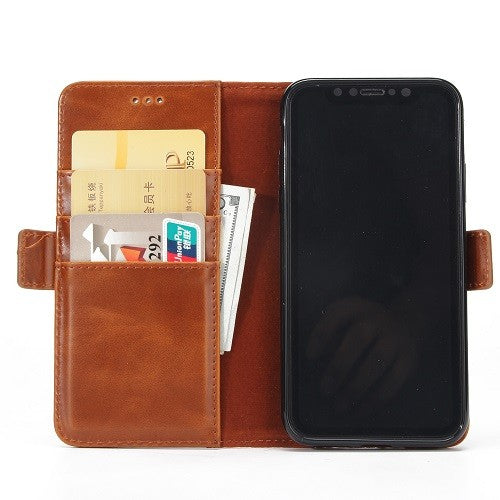 iPhone X Hell Braun Book Leder Tasche