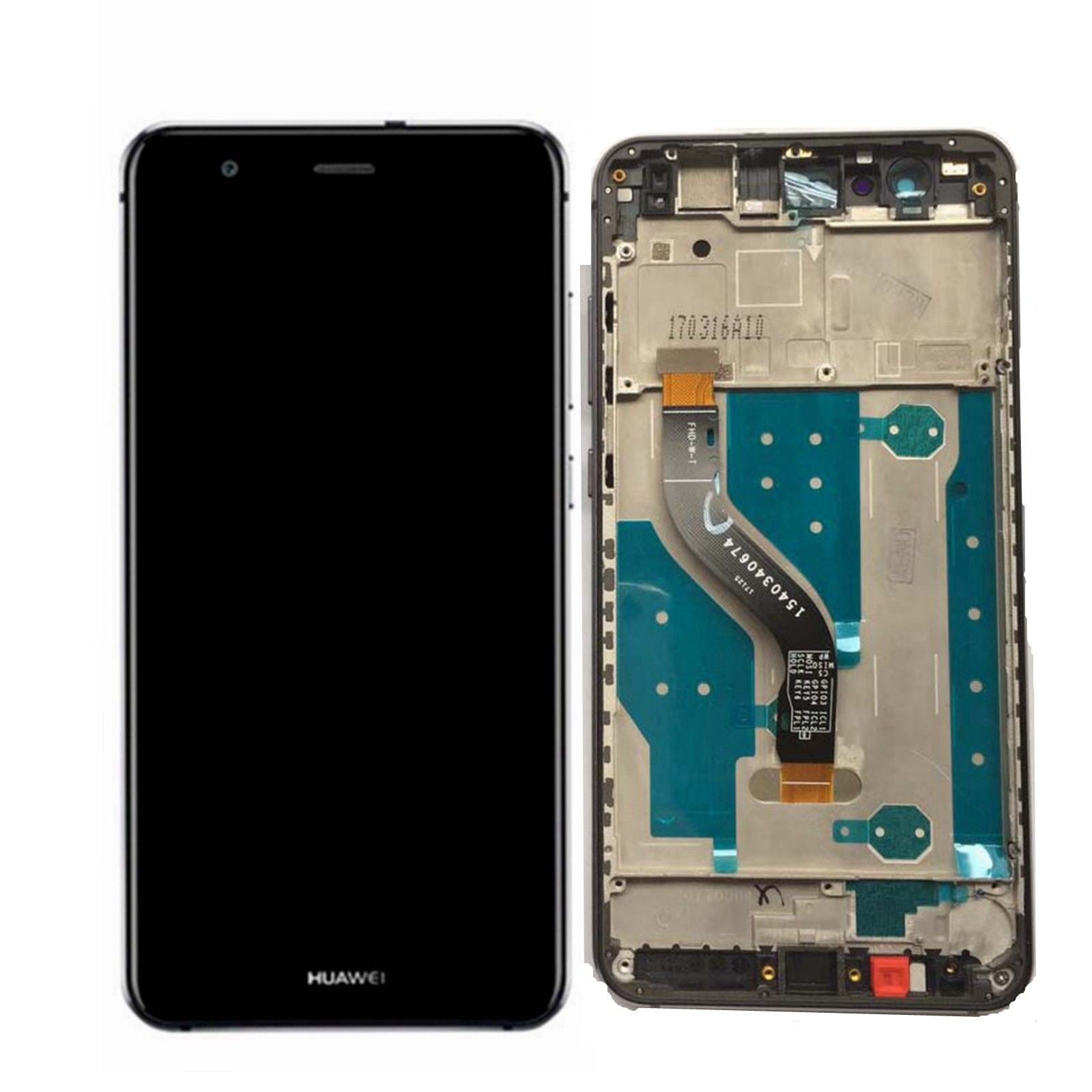 Huawei P10 Lite Display mit Rahmen Schwarz