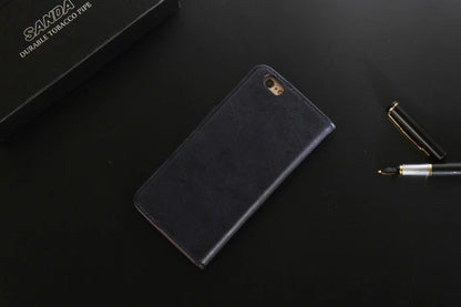 Leder Book Case Etui iPhone 7, 8 Blau