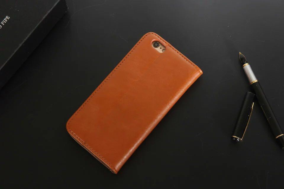 Leder Book Case Etui iPhone 7, 8 Hell-Braun