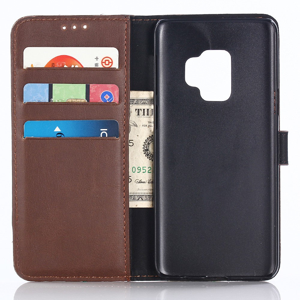 Leder Book Case Etui Galaxy S9 Braun