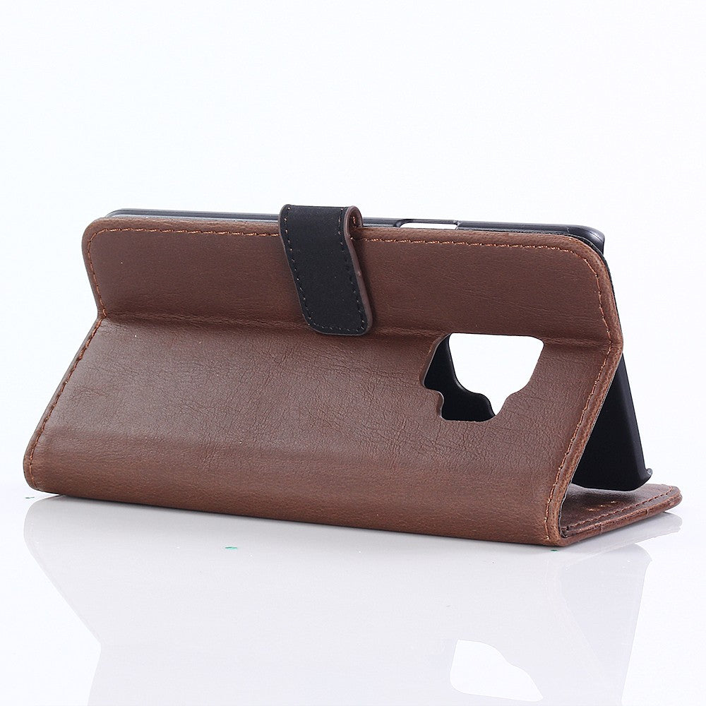 Leder Book Case Etui Galaxy S9 Braun