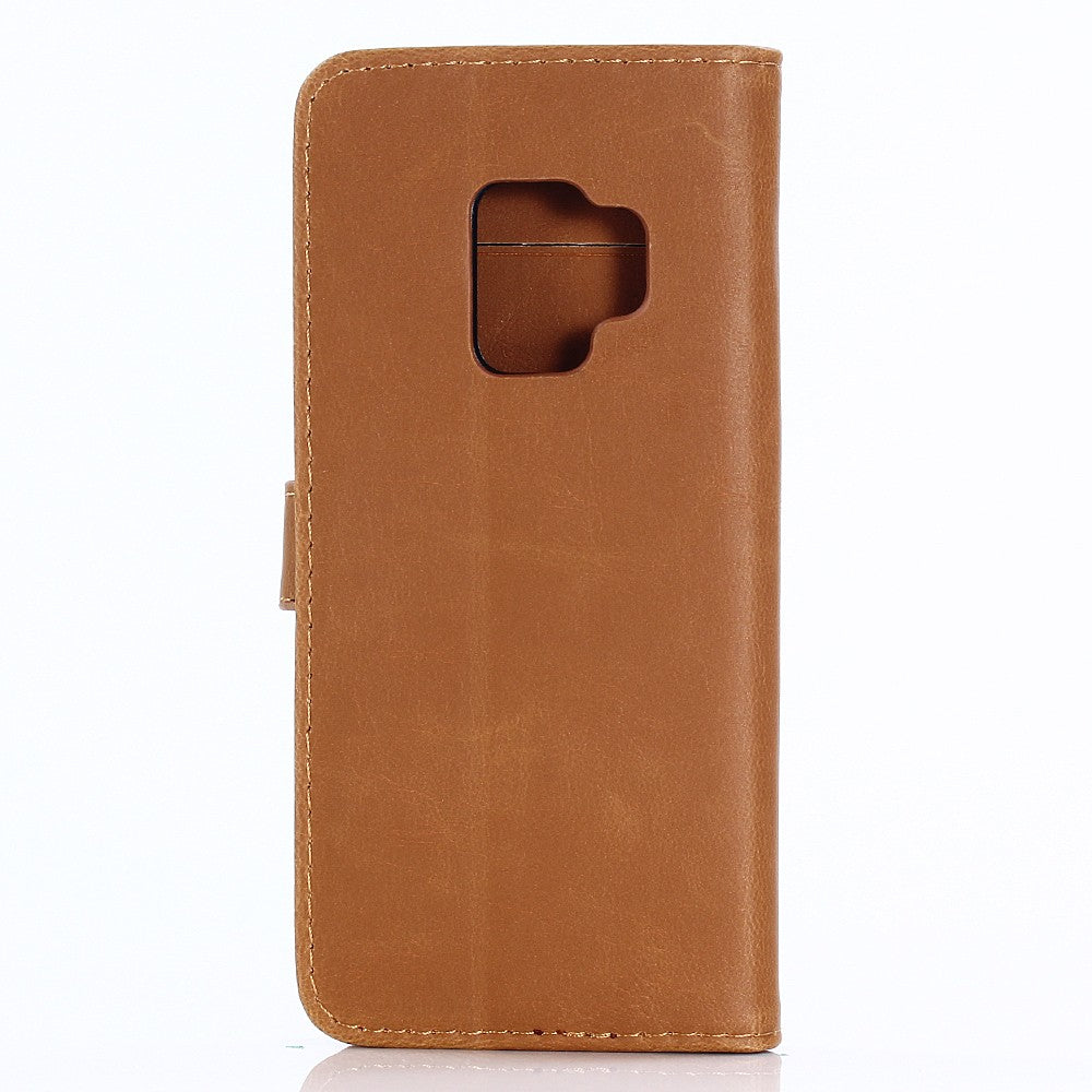 Leder Book Case Etui Galaxy S9 Hell-Braun