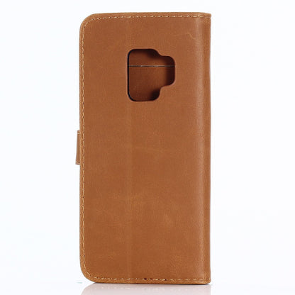 Leder Book Case Etui Galaxy S9 Hell-Braun
