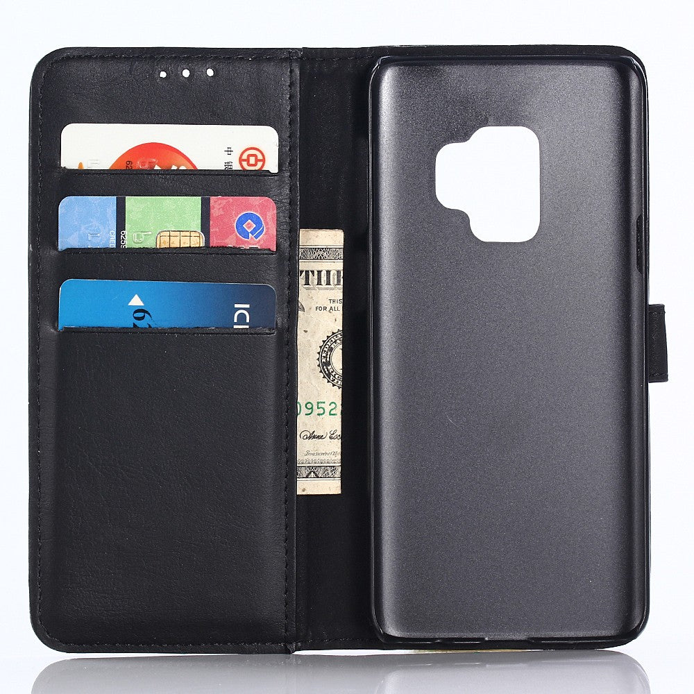 Leder Book Case Etui Galaxy S9 Schwarz