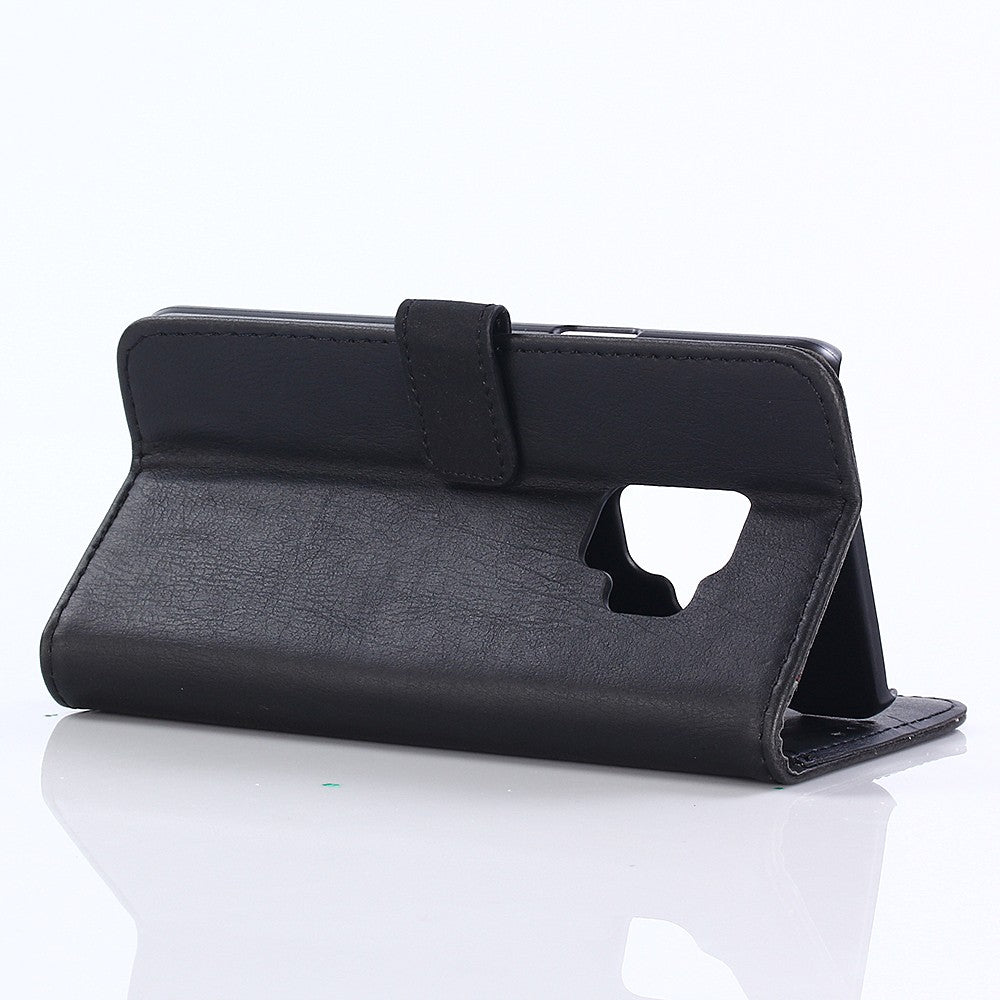 Leder Book Case Etui Galaxy S9 Schwarz