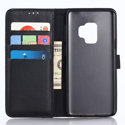 Leder Book Case Etui Galaxy S9 Plus Schwarz