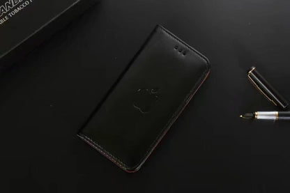 Leder Book Wallet Case iPhone X Schwarz