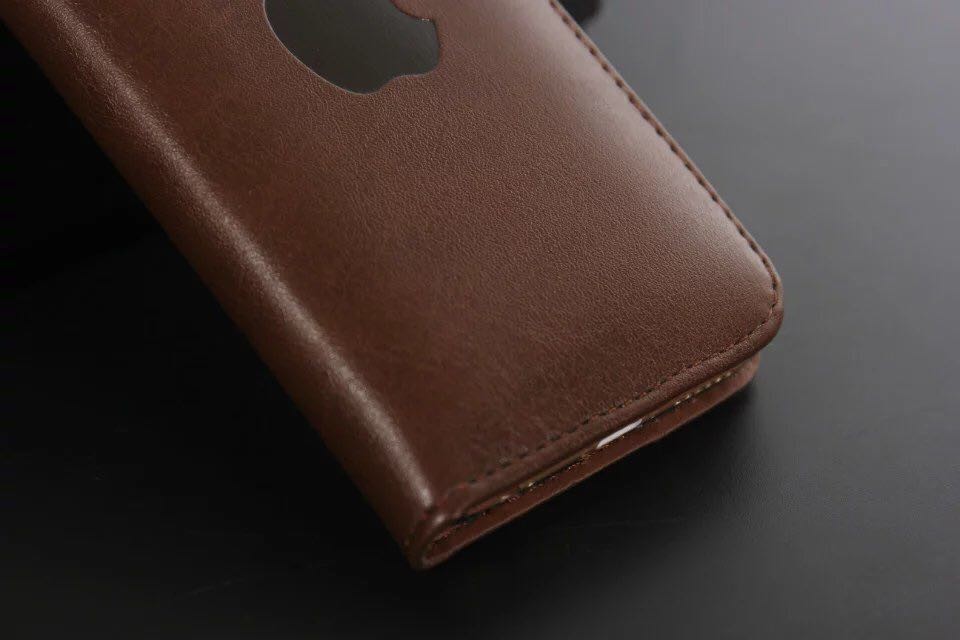 Leder Book Wallet Case Etui iPhone X Braun