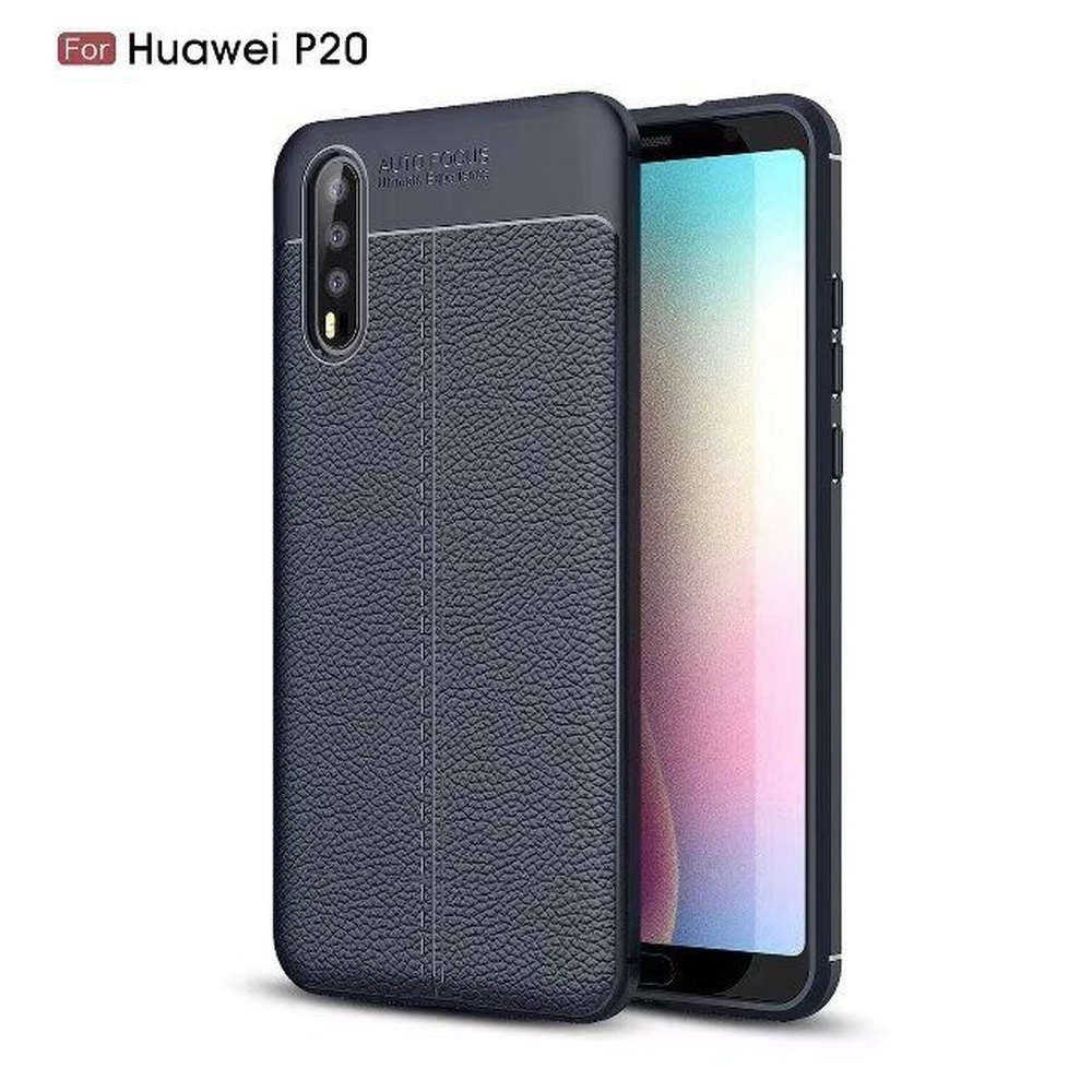 Huawei P20 Luxushülle Leder Backcover Blau
