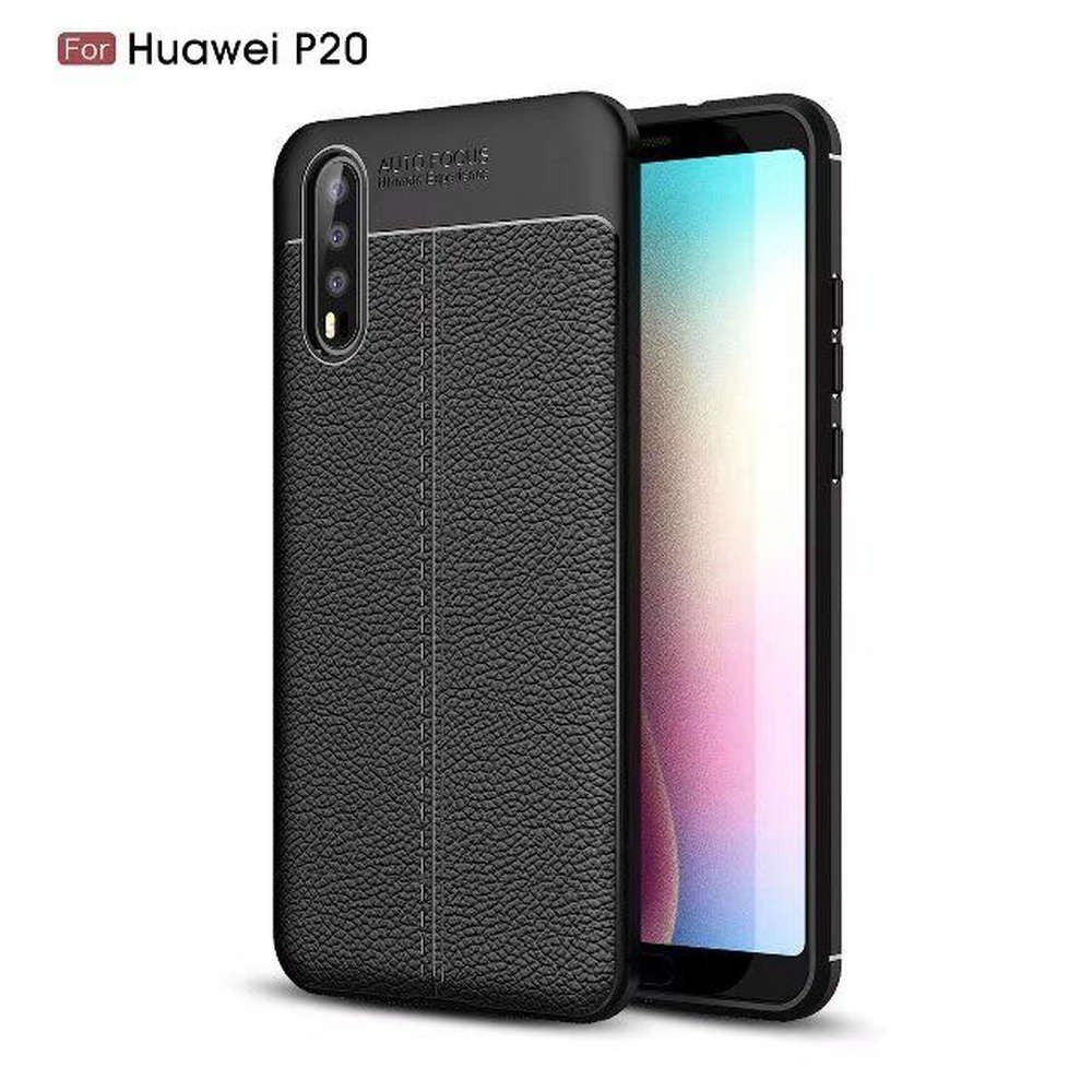 Huawei P20 Luxushülle Leder Backcover Schwarz