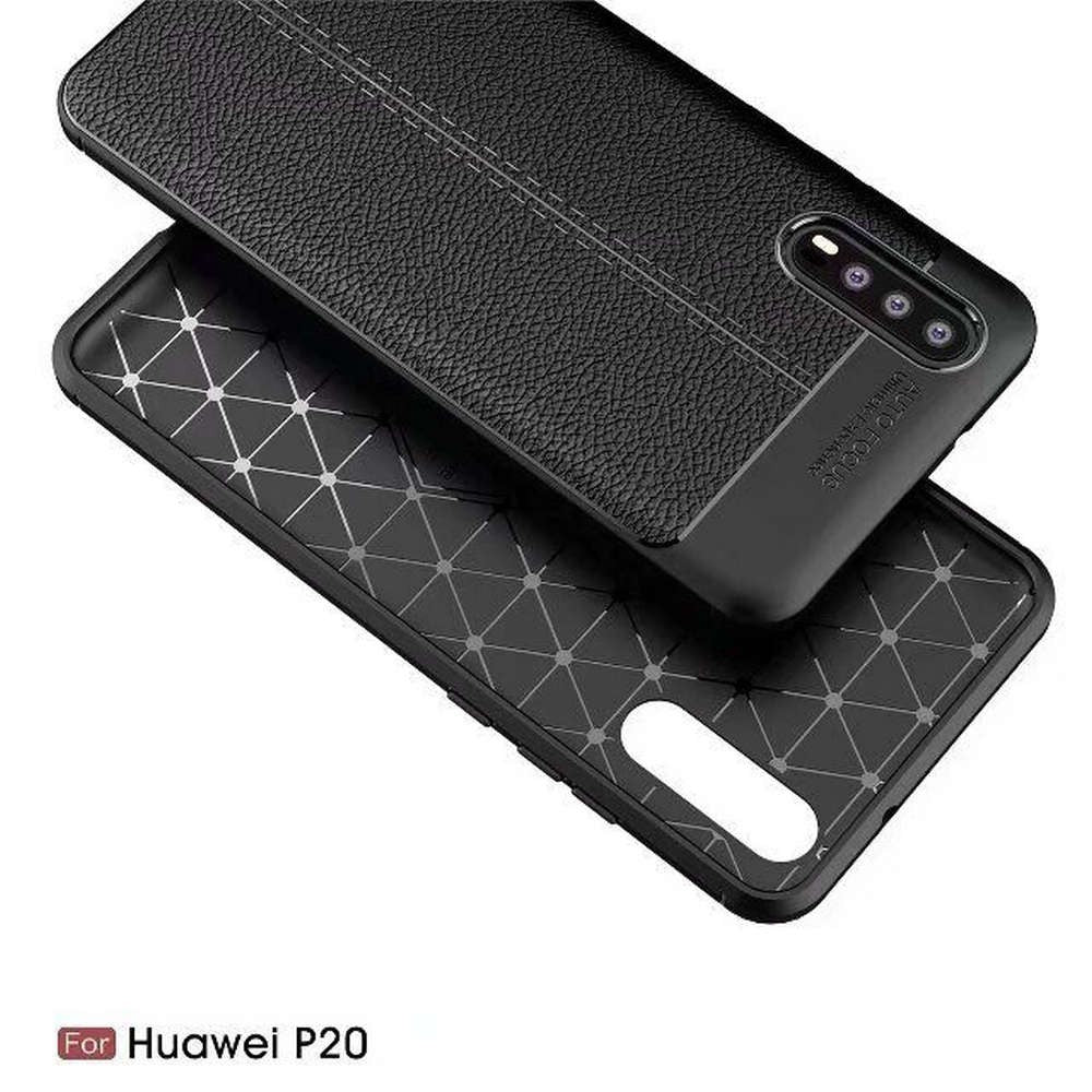 Huawei P20 Luxushülle Leder Backcover Schwarz