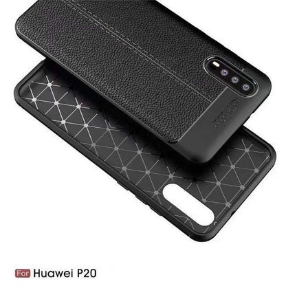 Huawei P20 Luxushülle Leder Backcover Schwarz