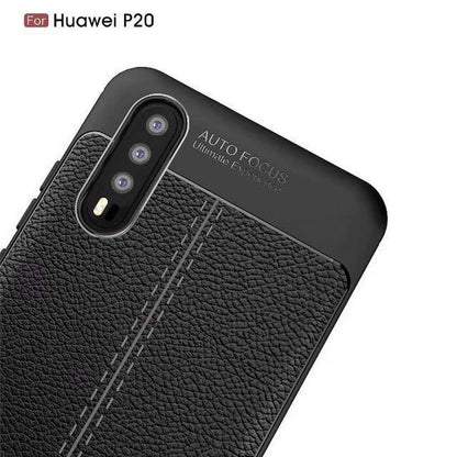 Huawei P20 Luxushülle Leder Backcover Schwarz