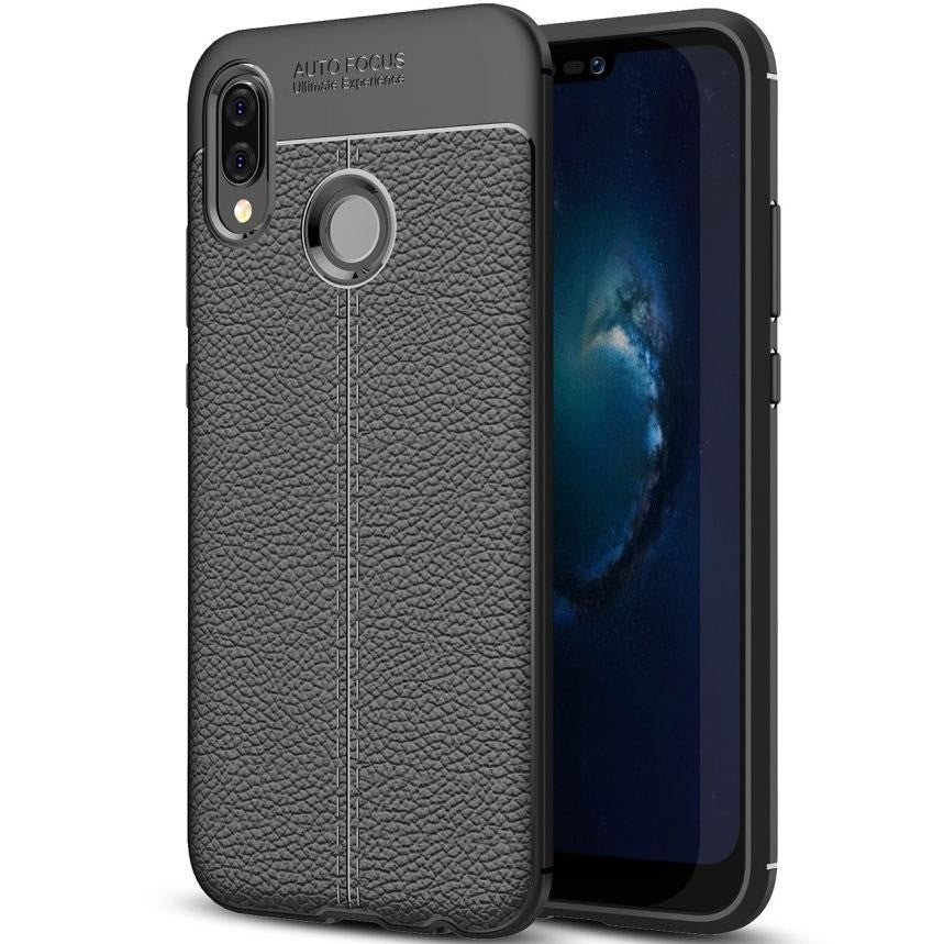 Huawei P20 Lite Luxushülle Leder Backcover Schwarz