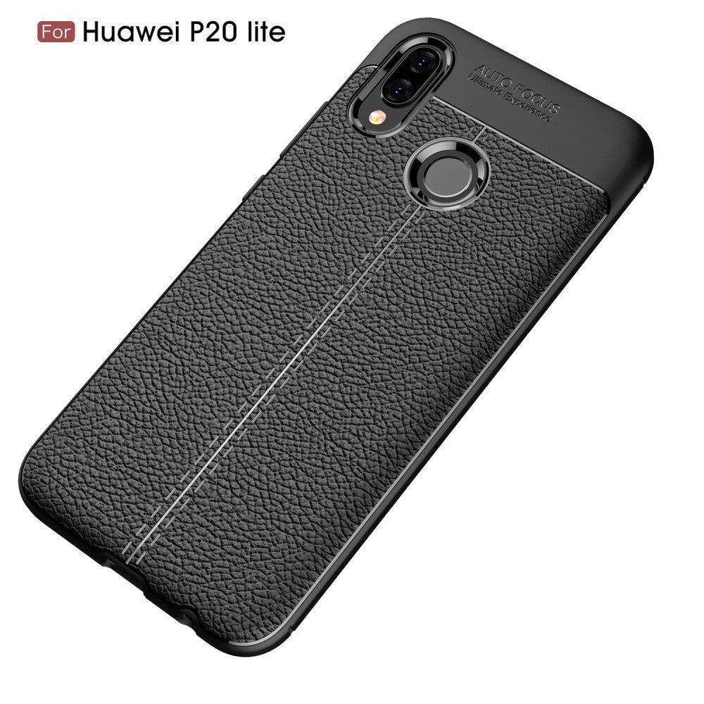 Huawei P20 Lite Luxushülle Leder Backcover Schwarz
