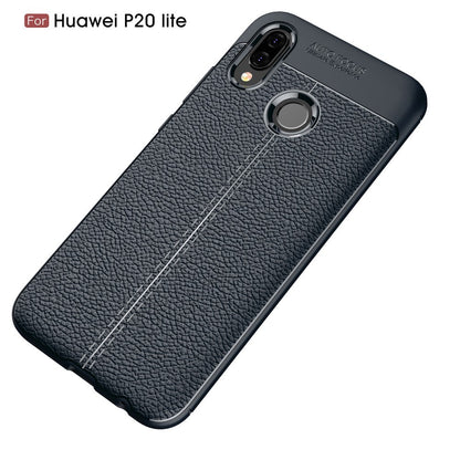 Huawei P20 Lite Luxushülle Leder Backcover Blau