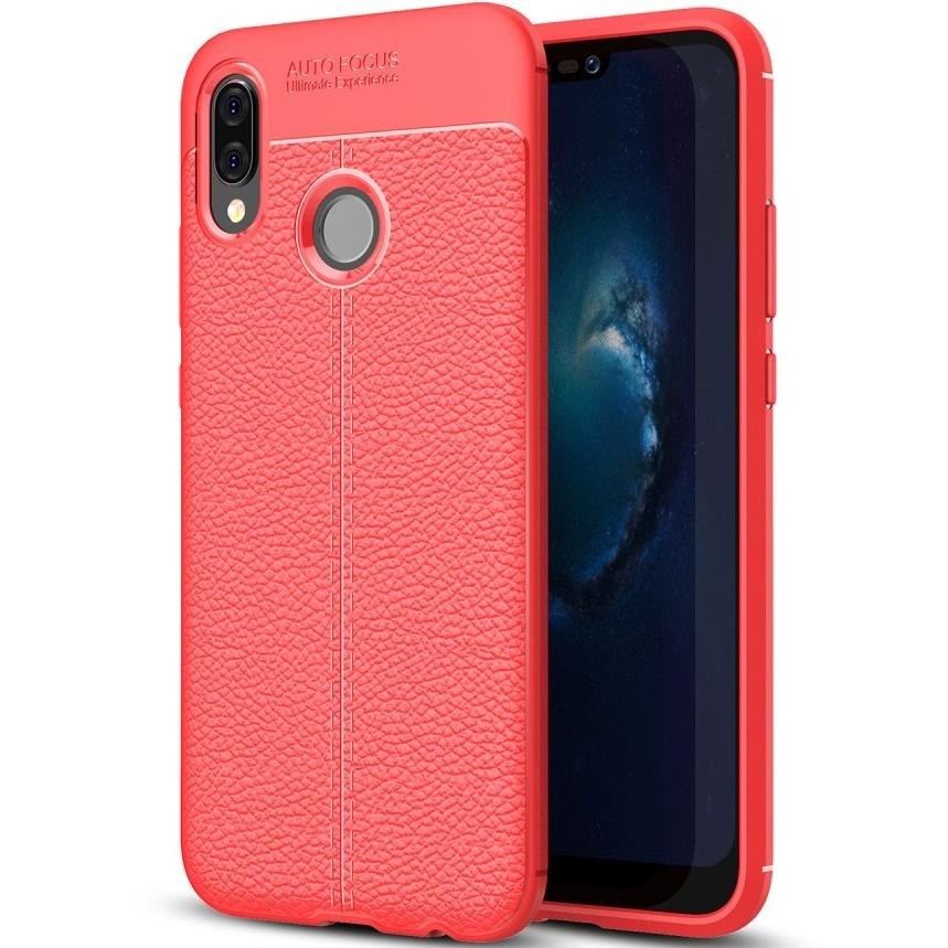 Huawei P20 Lite Luxushülle Leder Backcover Rot