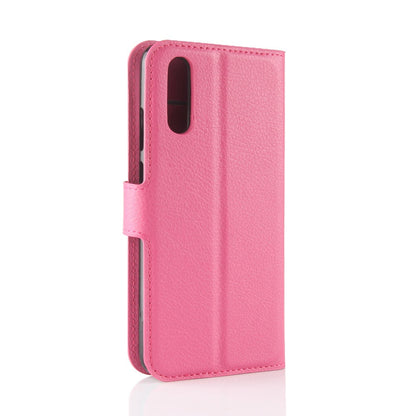 Leder Book Case Etui Huawei P20 Rosa