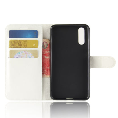 Leder Book Case Etui Huawei P20 Weiss