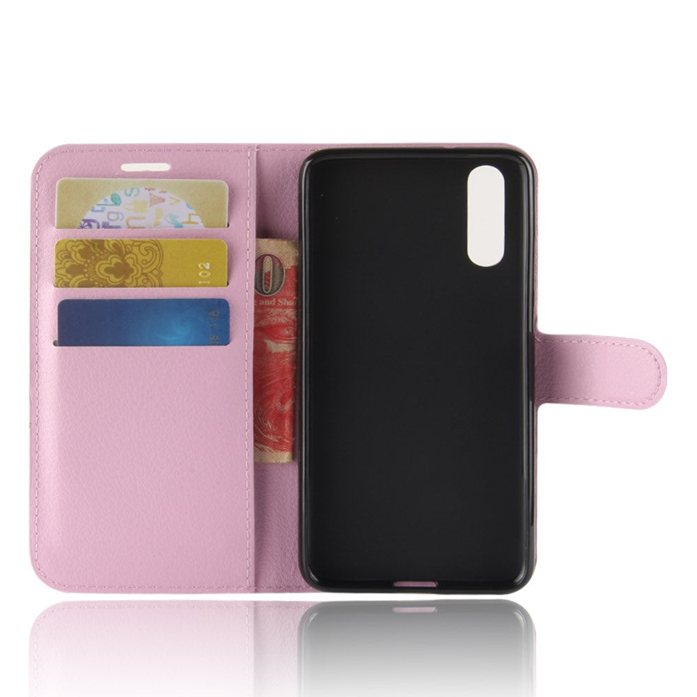 Leder Book Case Etui Huawei P20 Pink