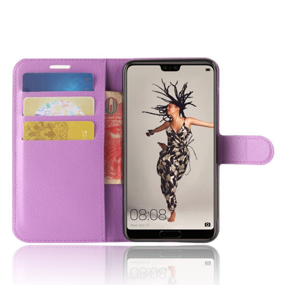 Leder Book Case Etui Huawei P20 Lila