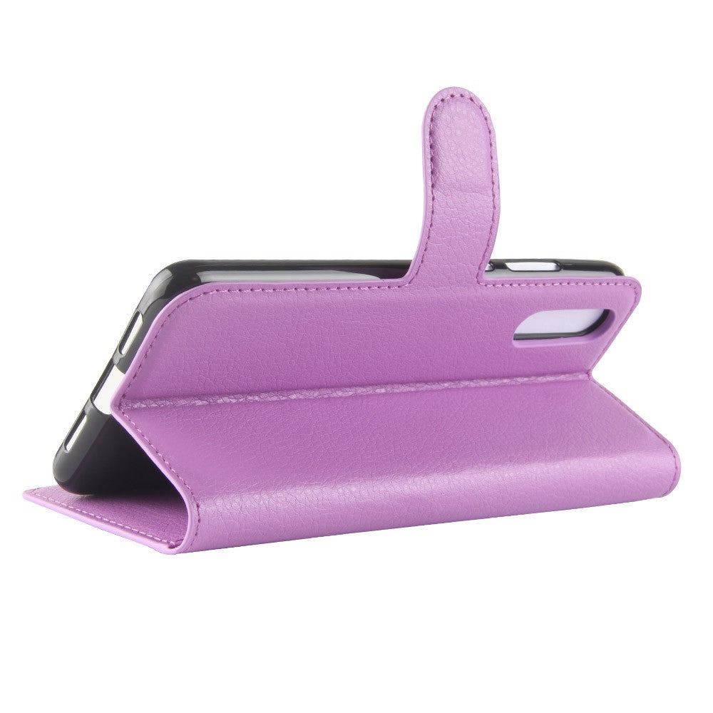 Leder Book Case Etui Huawei P20 Lila
