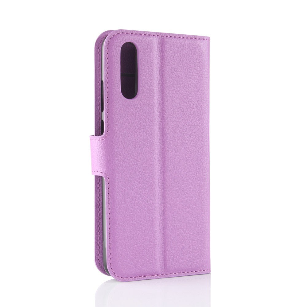 Leder Book Case Etui Huawei P20 Lila