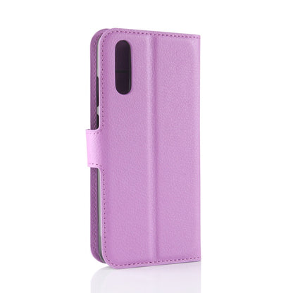 Leder Book Case Etui Huawei P20 Lila