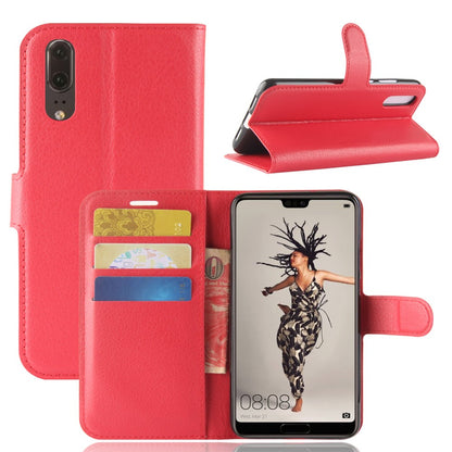 Leder Book Case Etui Huawei P20 Rot