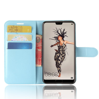 Leder Book Case Etui Huawei P20 Blau