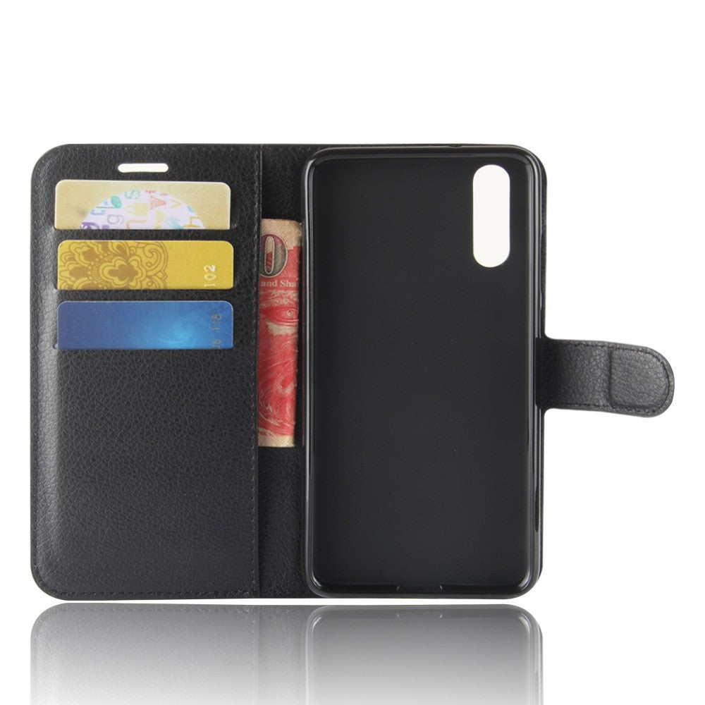 Leder Book Case Etui Huawei P20 Schwarz