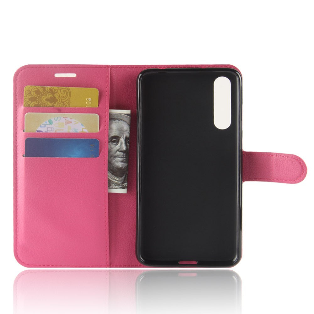 Leder Book Case Etui Huawei P20 Pro Rosa