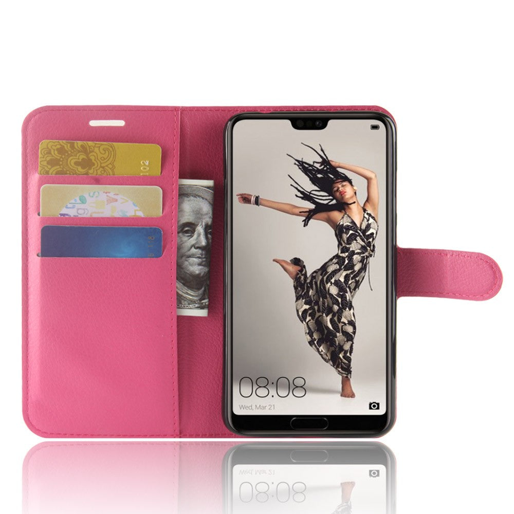 Leder Book Case Etui Huawei P20 Pro Rosa