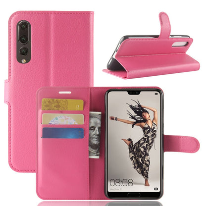 Leder Book Case Etui Huawei P20 Pro Rosa