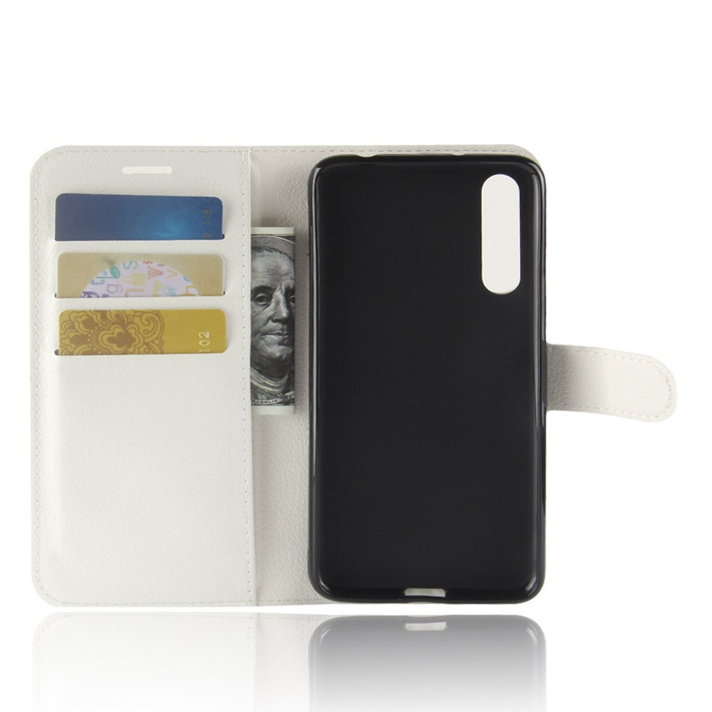 Leder Book Case Etui Huawei P20 Pro Weiss