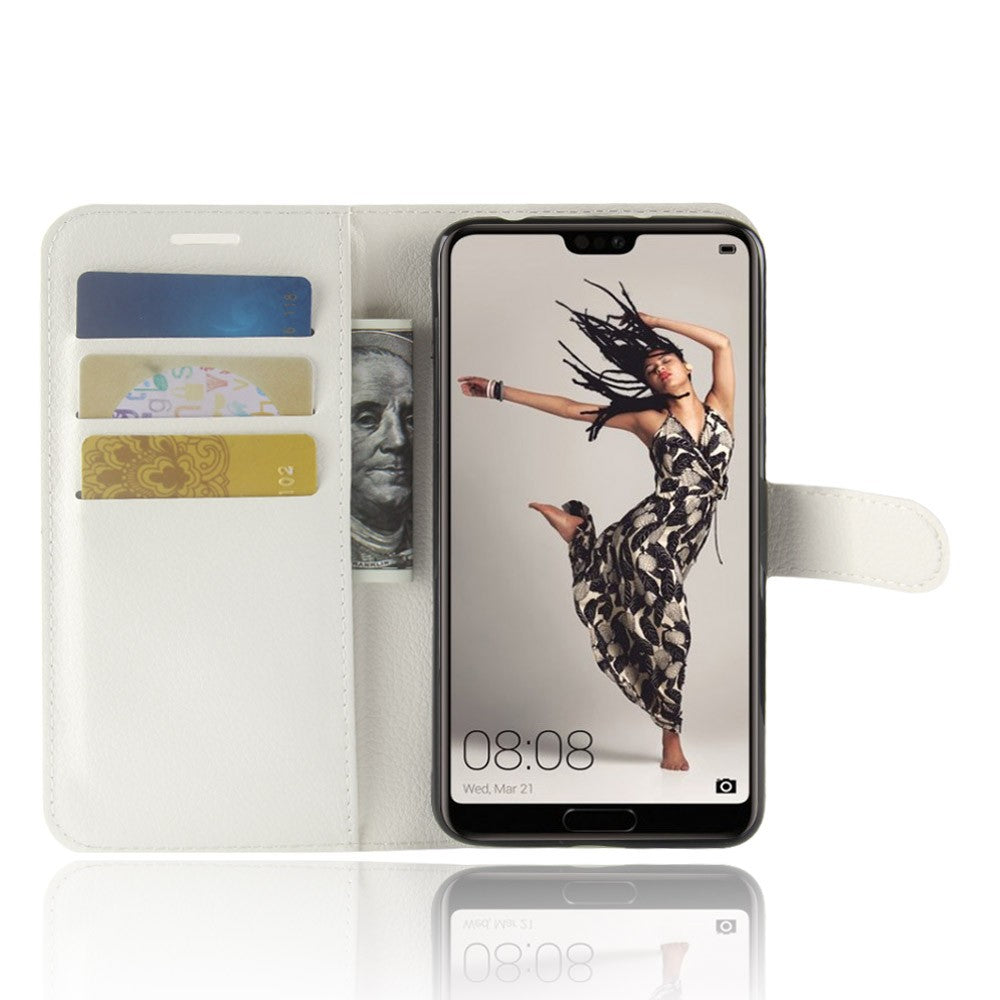 Leder Book Case Etui Huawei P20 Pro Weiss