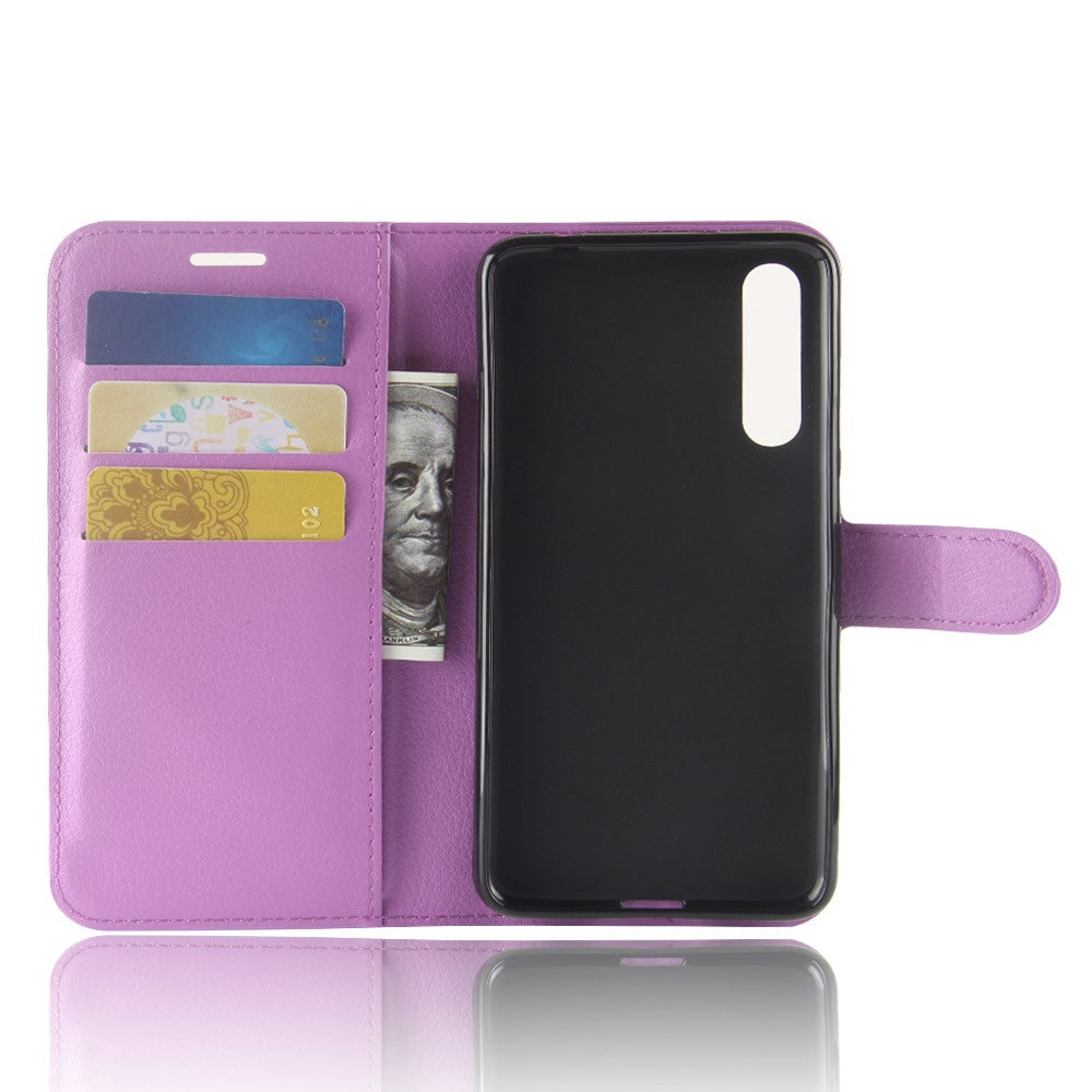 Leder Book Case Etui Huawei P20 Pro Lila