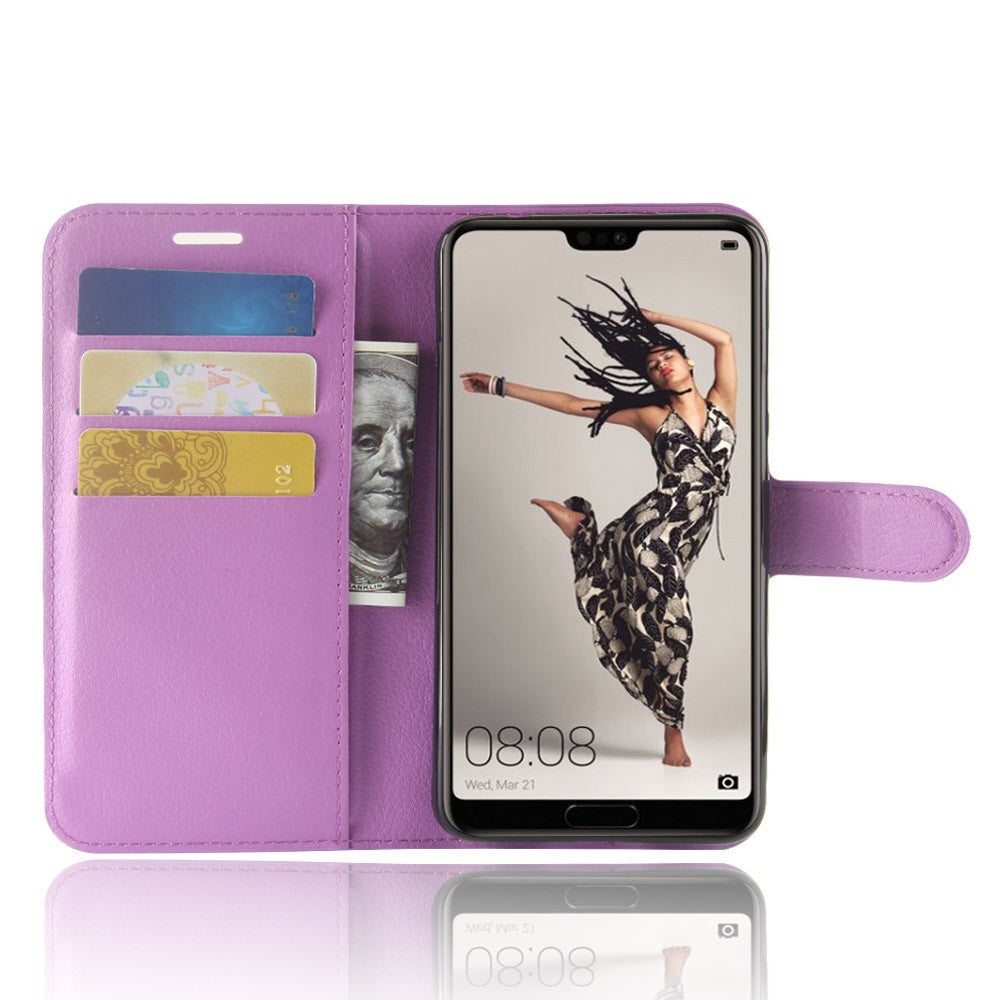 Leder Book Case Etui Huawei P20 Pro Lila