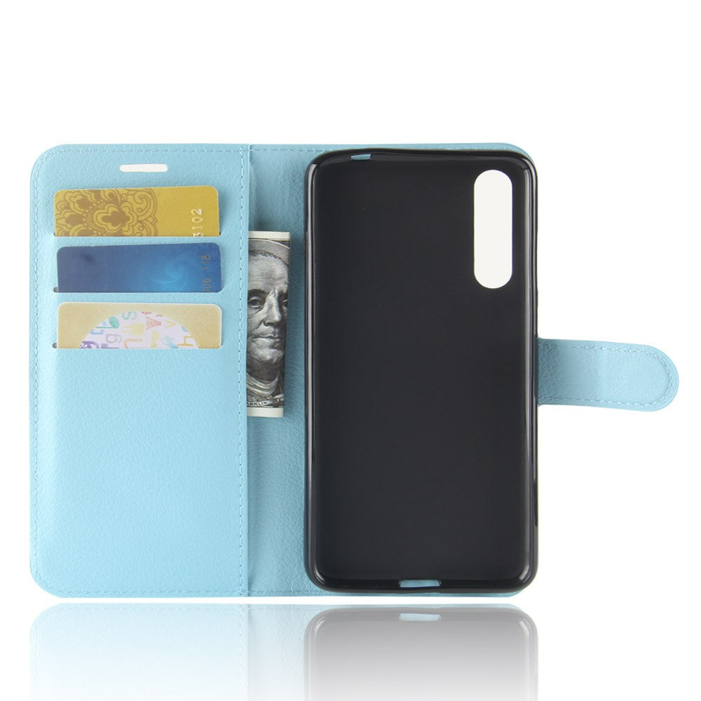 Leder Book Case Etui Huawei P20 Pro Blau
