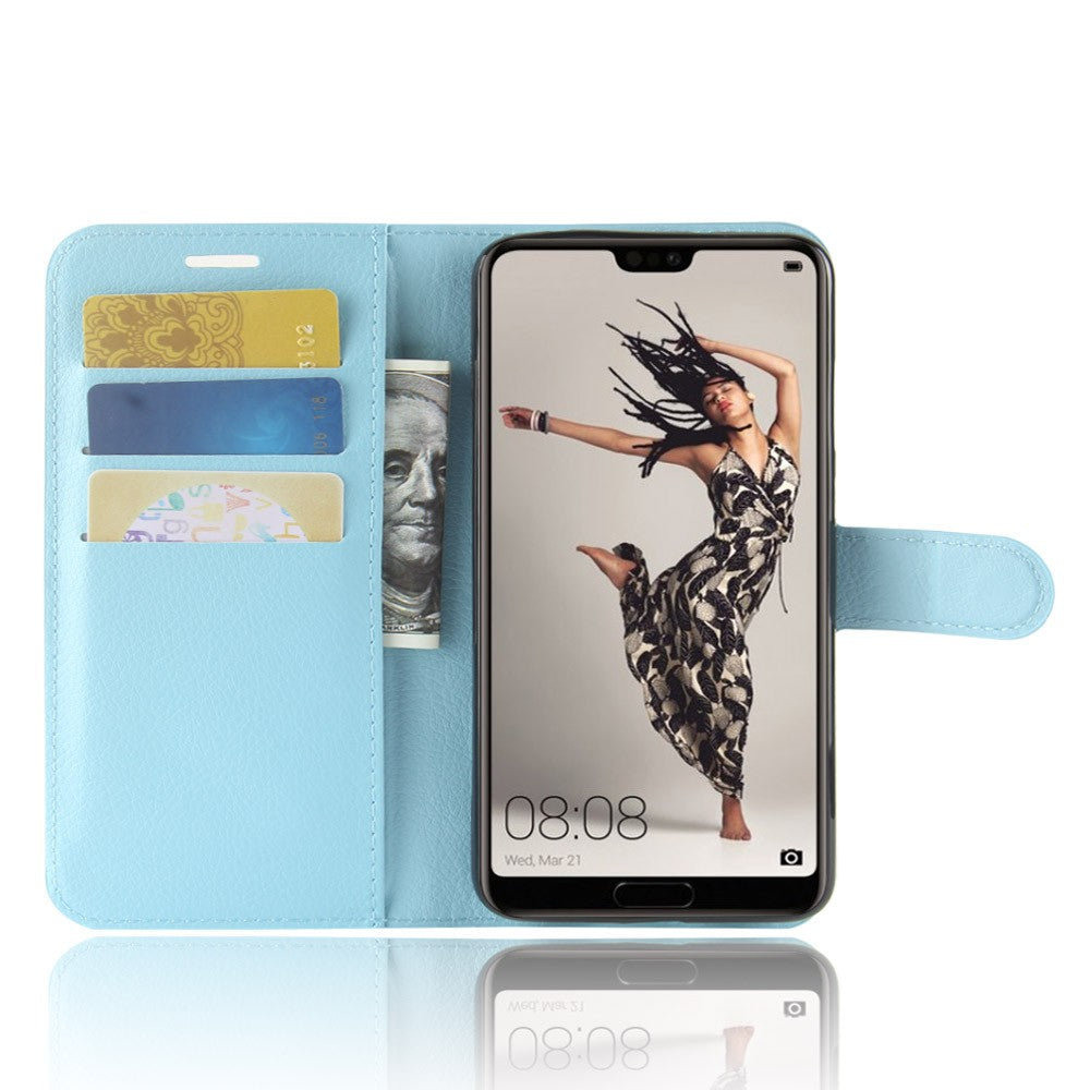 Leder Book Case Etui Huawei P20 Pro Blau